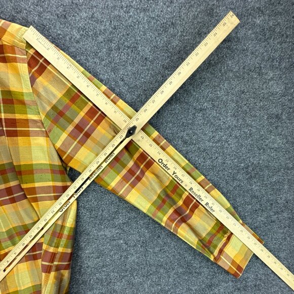 VTG Dolce Gabbana Dress Shirt Mens 16/41 Button Up Gold 100% Silk Plaid Textured - Picture 8 of 16